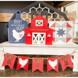 Farmhouse Bench with Interchangeable Decor | Shelf Sitter Interchangeable | KT- 108