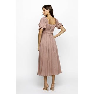 Ember Solid Pleated Prairie Midi Dress ST-08