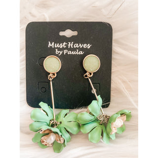 3D Faux Jade Flower Earrings | MW-02
