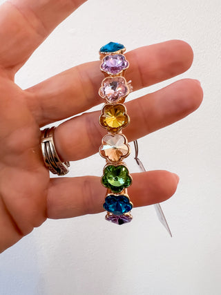 Multi-Faceted Flower Gem Stretch Bracelet