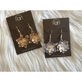 Filigree Bloom Flower Drop Earrings | RJ-20