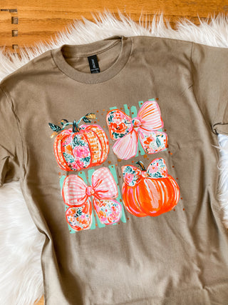 Pumpkin And Bows Fall Tee  l KT-370