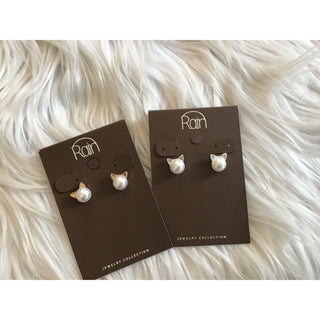 Faux Pearl Cat Post Earrings | RJ-18