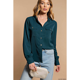 Elegant Silky Shirt Button-Up KR-06