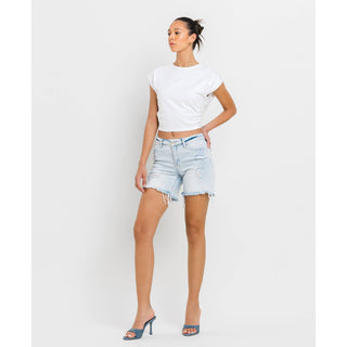 Mid Rise Distressed Stretch Shorts FM-16