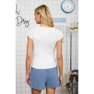 RAGLAN EXPOSED SEAM SHORT SLEEVE KNIT TOP | BP-49