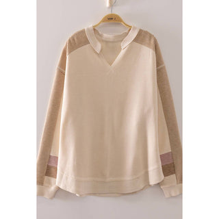 Cozy Contrast Waffle Knit Pullover Sweater | VJ-23