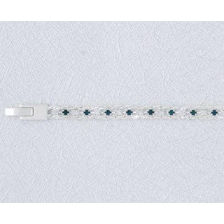 8 Inch Sapphire/Crystal Double Rope Bracelet w/Rhine-Silver | KT-274