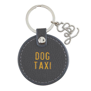 Dog Taxi Leather Key Tag