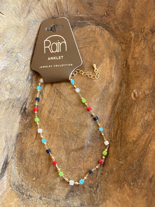 Color Pop Beaded Ankle Bracelet | Multicolor | RJ-11