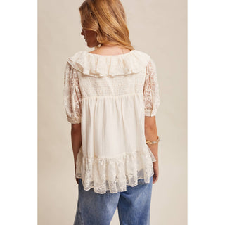 Romantic Lace Ruffle Blouse | LI-12