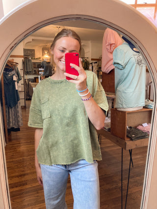 Olive Grove Acid Wash Top ZN-61