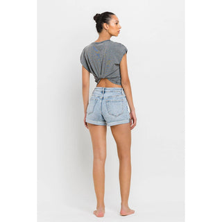 High Rise Single Cuff Denim Shorts FM-12