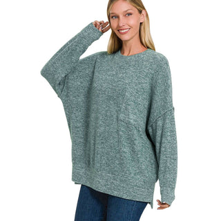 Brushed Melange Drop Shoulder Oversized Sweater ZN-81