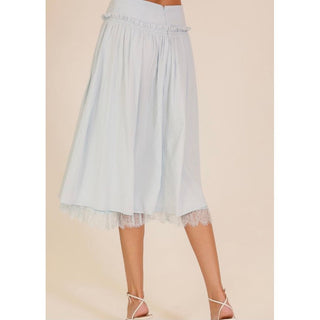 Graceful Lace Trim Midi Skirt | LU-02