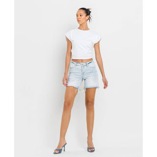 Mid Rise Distressed Stretch Shorts FM-16