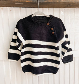 Kid’s Knit Black and Whit Striped Sweater