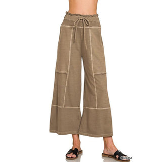 French Terry Washed Exposed Seam Wide Leg Pants | ZN-55