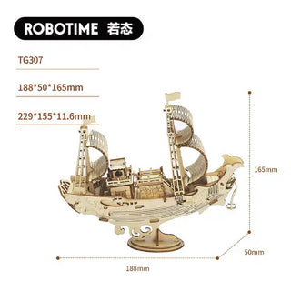 Japanese Diplomatic Ship Rokr Robotime 3D Wooden Puzzle