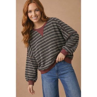 Stripe Oversized Fit Knit Sweatshirt | HA-02