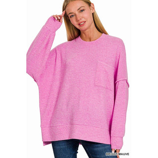 Brushed Melange Drop Shoulder Oversized Sweater ZN-81