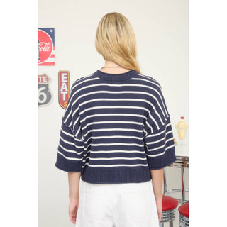 Women’s Sweater | Striped raw-edge | Drop shoulder | BP-50