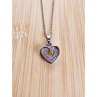 Stainless Steel Crystal Heart Necklace Mk-05