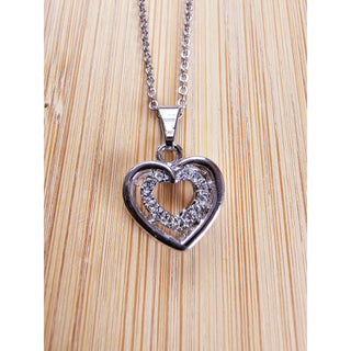 Stainless Steel Crystal Heart Necklace Mk-05