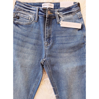 Kan Can High Rise Crop Bootcut Medium Wash Denim KC-01