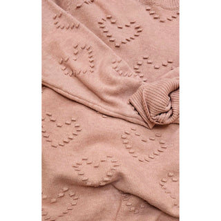 Cozy Heart-Embellished Blush Knit Sweater - DR-03