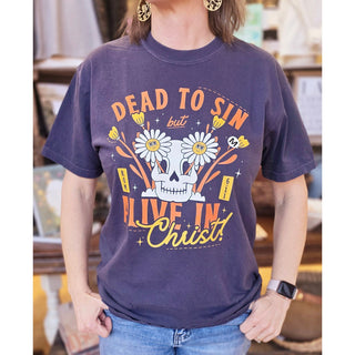 Dead to Sin But Alive in Christ Comfort Colors Christian Graphic Short-Sleeved Tee | KT-19