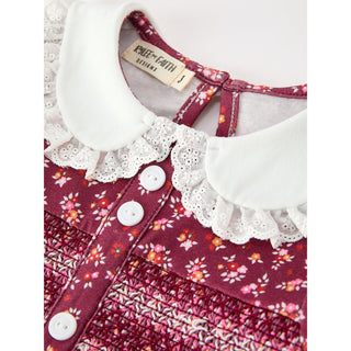 Burgundy Floral Smocked Girls Dress – Online Exclusive