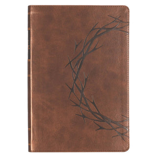 KJV Full-size Bible | Giant Print | Brown Crown of Thorns | Faux Leather | CG-09