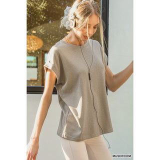 Cotton Modal Slub Rolled Sleeve Tee | ZN-44