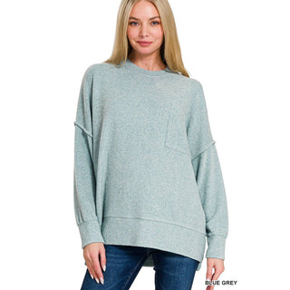 Brushed Melange Drop Shoulder Oversized Sweater ZN-81