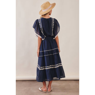 Embroidered Boho Tiered Maxi Skirt | LI-13
