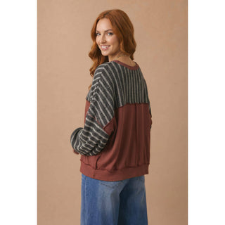 Stripe Oversized Fit Knit Sweatshirt | HA-02