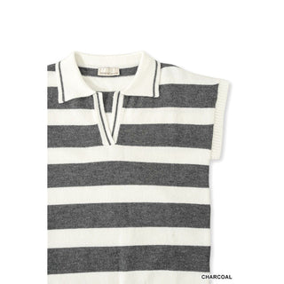 Harbor Stripe Collared Sweater | ZN-42