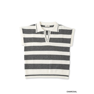 Harbor Stripe Collared Sweater | ZN-42