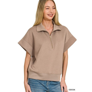 Scuba High Neck Half Zip Short Sleeve Pullover | ZN-56