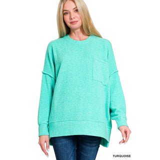 Brushed Melange Drop Shoulder Oversized Sweater ZN-81
