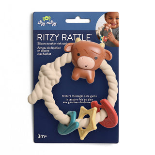 Ritzy Rattle™ Silicone Teether with Rattle | Highland Cow | Itzy Ritzy
