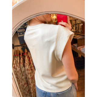 Cream Ribbed Sleeve Top EN-05