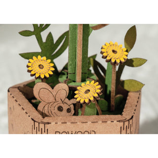 Sunflower Robotime Rowood DIY Wooden Flower 3D Puzzles