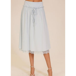 Graceful Lace Trim Midi Skirt | LU-02