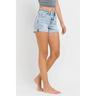 High Rise Single Cuff Denim Shorts FM-12