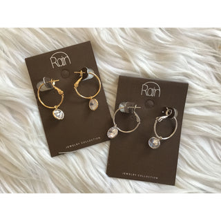 Crystal Drop Hoop Earrings | RJ-26