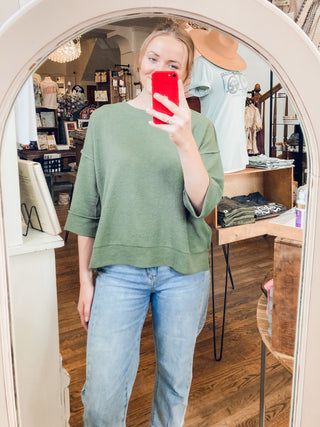 Double Knit 3/4 Sleeve Top | ZN-57