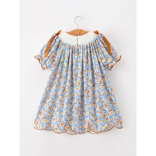 Fall Floral Smocked Girls Dress RF-09