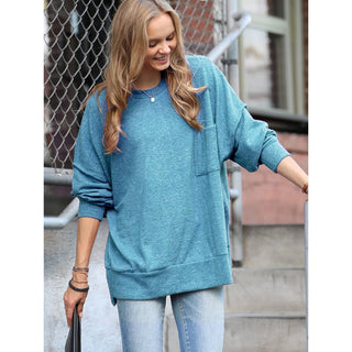 Brushed Melange Drop Shoulder Oversized Sweater ZN-81